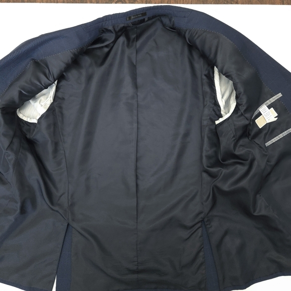 NWOT Michael Kors Navy Blue Windowpane Plaid Check Suit Blazer Jacket- Men's - Picture 6 of 7